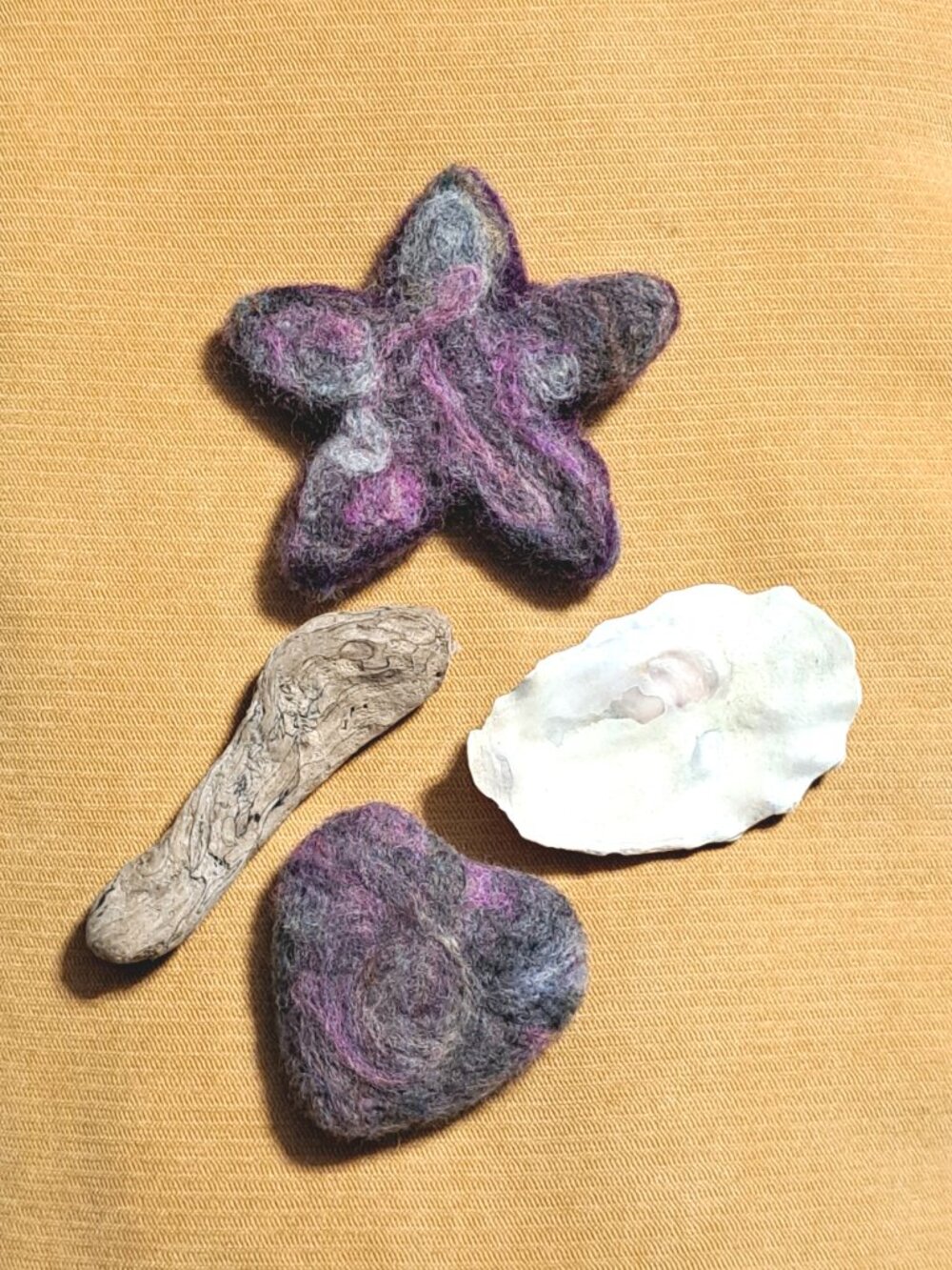 Needle Felted Heart and Starfish Bundle